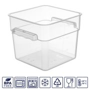 GASTROPLAST (Турция) Контейнер для продуктов квадратный  6,7 л. 22*22*19 см. с мерной шкалой, прозрачный, п/п, без крышки (крышка 76712, 76711, 76710, 76713) GP /1/12/