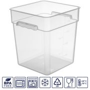 GASTROPLAST (Турция) Контейнер для продуктов квадр. 17,2 л. 28*28*32 см. с мерн.шкалой, прозрач, п/п, б/крышки, штабелир. (кр. 76717,76715,76714,76716,76836)GP/1/12/