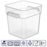GASTROPLAST (Турция) Контейнер для продуктов квадратный  3,8 л. 19*19*18,7 см. с мерной шкалой, прозрачный, п/п, без крышки (крышка 76706, 76707, 76708, 76709) GP /1/12/