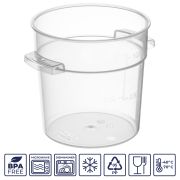 GASTROPLAST (Турция) Контейнер для продуктов круглый   0,95 л. d=13 см. h=11 см., с мерной шкалой, прозрачный, п/п, без крышки (крышка 76728, 76727, 76726, 76729) GP /1/24/