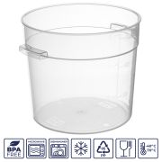 GASTROPLAST (Турция) Контейнер для продуктов круглый 6 л. d=22 см. h=19,5 см., с мерной шкалой, прозрачный, п/п, без крышки (крышка 76736, 76735, 76734, 76737) GP /1/12/