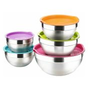 MGsteel Миска 3,4 л. d=24 см. h=11,5 см. полусферическая, нерж. с фиолетовой крышкой п/п MGsteel /1/