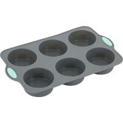 Силикон (Китай) Форма для выпечки кексов 25,5*15,5 см.  6 ячеек. d=65 мм. силикон /1/100/