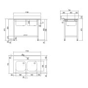 СТОЛ Д/ГРЯЗ.ПОСУДЫ DIHR T55 1100 SX СПЕЦ. 2 ВАННЫ
