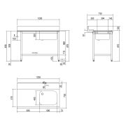СТОЛ Д/ГРЯЗ.ПОСУДЫ DIHR T55 1200 DX СПЕЦ. ВАННА СПРАВА