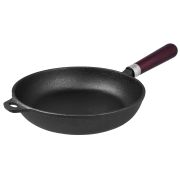 Чугун (Россия) Сковорода d=22 см. h=4,8 см. 1,2 л. чугун. глубокая с дерев. ручкой /1/6/