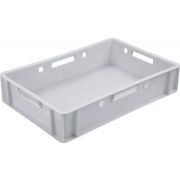 Ящики (Россия) Ящик 600*400*120 мм. для мяса Е1 прямой сплошной, морозостойкий, белый (крышка 49164) /1/48/