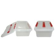 MGprof Контейнер для продуктов прямоуг.  6,0 л. 30*23*12 см. с ручкой, с красным зажимом MGprof /1/30/