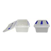 MGprof Контейнер для продуктов прямоуг.  6,0 л. 30*23*12 см. с ручкой, с синим зажимом MGprof /1/30/