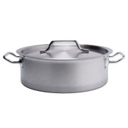 MGsteel Кастрюля 10 л. нерж. d=32 см. h=12 см. низкая, тройное дно с крыш. (индукция) MGsteel /1/