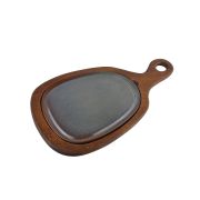 Bonna (Турция) Блюдо для подачи 24,5*20,5 см. h=2,5 см. с ручкой на дерев. подставке, фарфор серия Глоир Bonna /1/6/