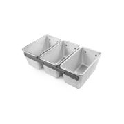 Алюминий (Россия) Форма для выпечки хлеба 17,0*9,5 см. h=9 см. алюм. литая 3х -секционная /1/