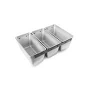 Алюминий (Россия) Форма для выпечки хлеба 22*11 см. h=11,5 см. алюм. литая 3х -секционная /1/